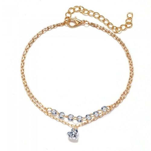 Bracelet Multi-Rang Coeur Oxyde De Zirconium Doré Femme