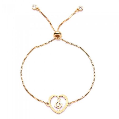 Bracelet Coeur Clé De Sol Oxyde De Zirconium Réglable Femme