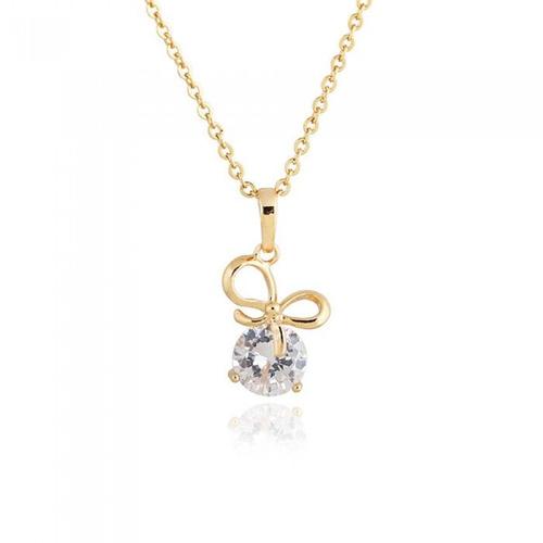 Collier Petit Noeud Oxyde De Zirconium Doré Femme