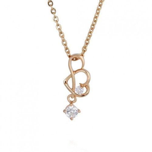 Collier Coeur Oxyde De Zirconium Pendant Doré Femme