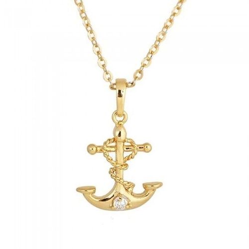 Collier Ancre Oxyde De Zirconium Doré Femme