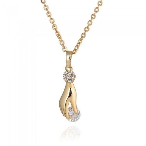 Collier Main Qui Porte Un Oxyde De Zirconium Doré Femme