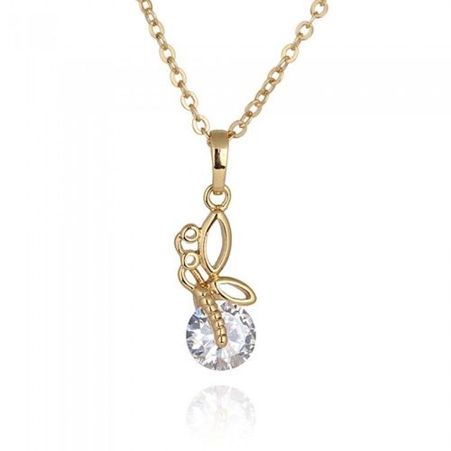 Collier Papillon Avec Antennes Oxyde De Zirconium Doré Femme