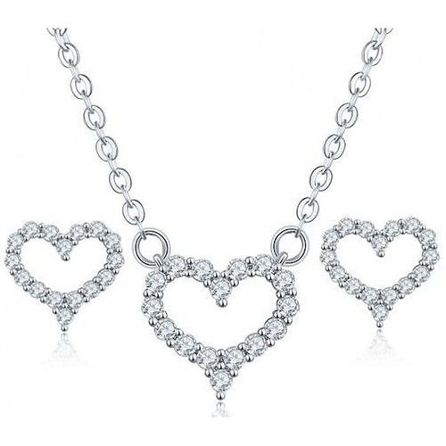 Parure Bijoux Coeur Oxyde De Zirconium Argentée Femme