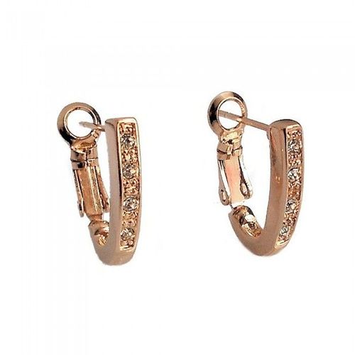 Boucles D'oreilles Anneaux 4 Strass Doré Rose Femme