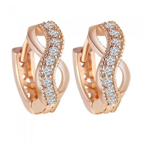 Boucles D'oreilles Anneaux Infini Strass Doré Rose Femme