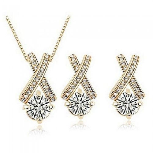 Parure Anneaux Croisés Sur Oxyde De Zirconium Doré Femme