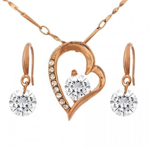 Parure Coeurs Oxyde De Zirconium Doré Rose Femme