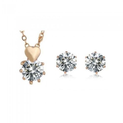 Parure Coeur Puce Oxyde De Zirconium Doré Femme