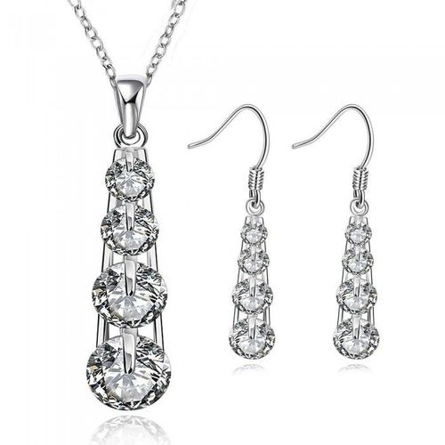 Parure Bijoux Oxyde De Zirconium Tombant Argenté Femme