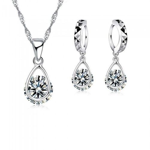 Parure Bijoux Goutte Oxyde De Zirconium Argenté Femme