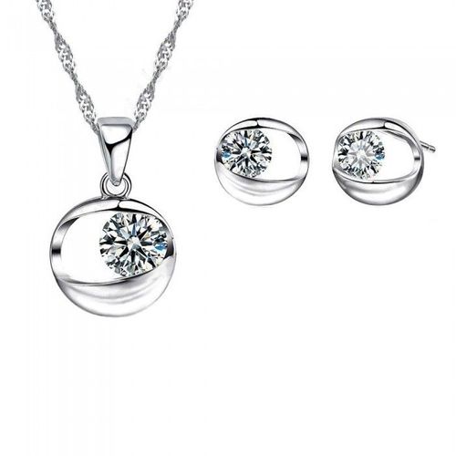 Parure Bijoux Oeil Ovale Oxyde De Zirconium Argenté Femme