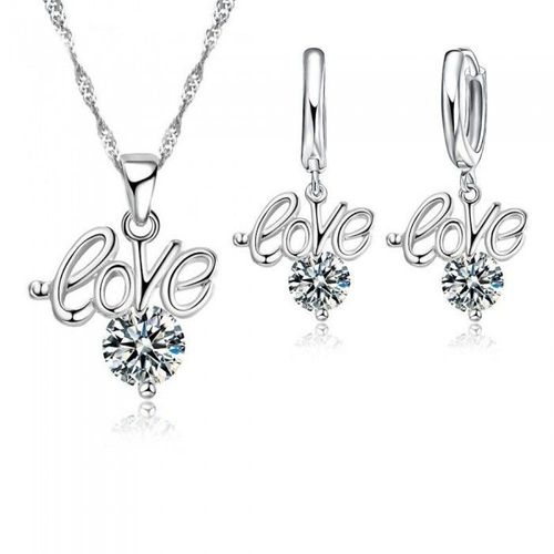 Parure Bijoux Love Oxyde De Zirconium Argenté Femme