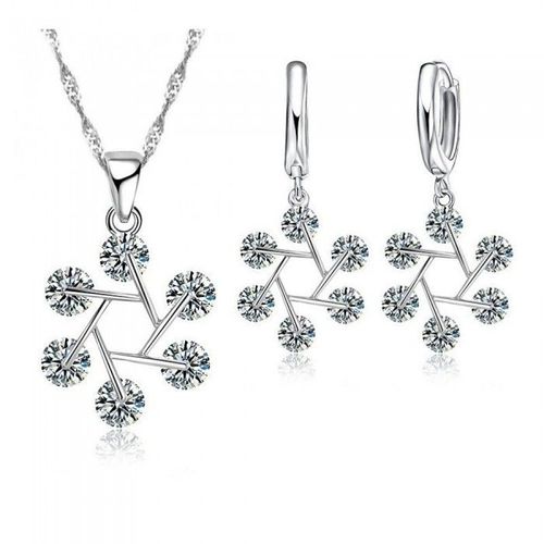 Parure Bijoux Flocon D'oxyde De Zirconium Argenté Femme