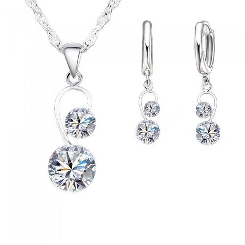 Parure Bijoux 2 Oxyde De Zirconium Argenté Femme