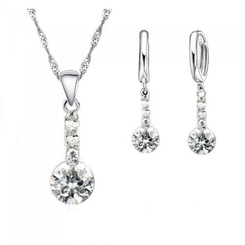 Parure Bijoux Tombantes Oxyde De Zirconium Argenté Femme