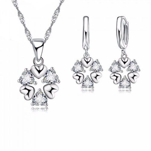 Parure Bijoux Cercle De Coeurs Oxyde De Zirconium Argenté Femme