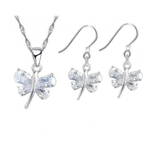 Parure Bijoux Libellule Oxyde De Zirconium Argenté Femme