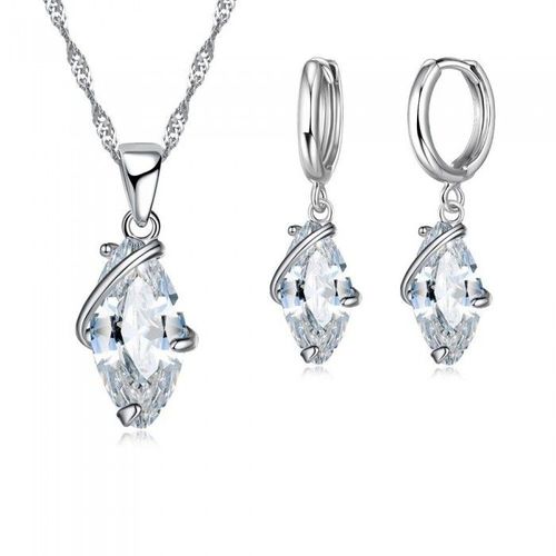 Parure Bijoux Élégante Goutte Oxyde De Zirconium Argenté Femme