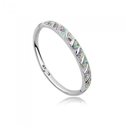 Bracelet Jonc Rigide Strass Colorés Multicolores Argenté Femme