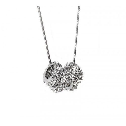 Collier Anneaux De Strass Argenté Femme