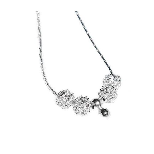 Collier Shamballa Perle De Strass Argenté Femme