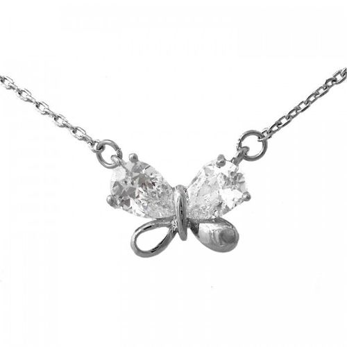 Collier Papillon Oxyde De Zirconium Argenté Femme