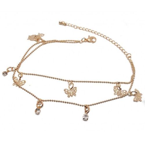 Chaine De Cheville Papillon Strass Femme Couleur Doré