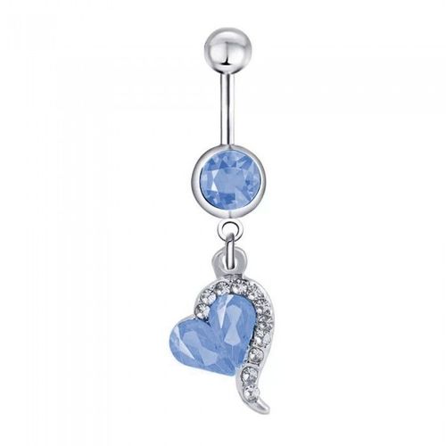 Piercing Nombril Coeur Strass Acier Chirurgical Femme Couleur Bleu