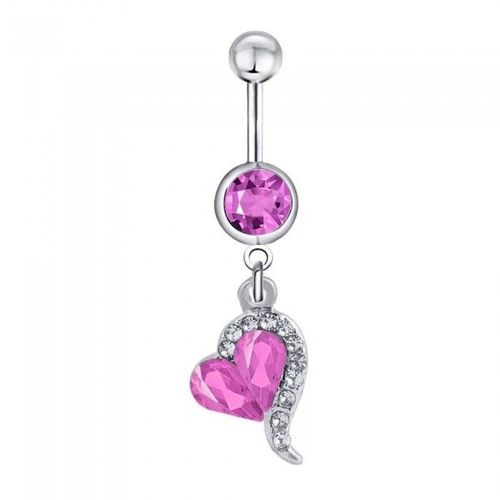 Piercing Nombril Coeur Strass Acier Chirurgical Femme Couleur Rose