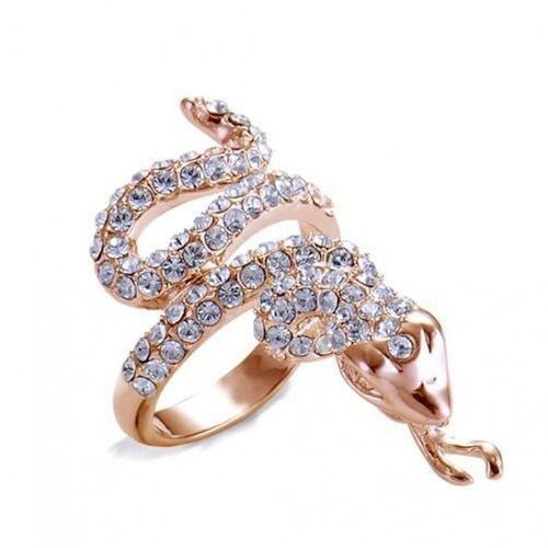 Bague Dorée Serpent Strass Femme