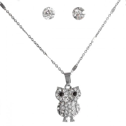 Parure Hibou Strass Femme Couleur Argenté