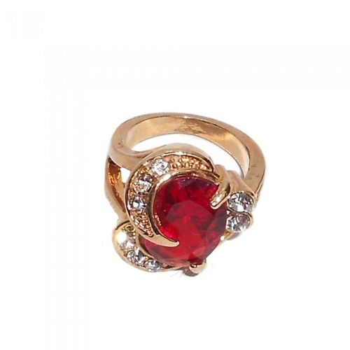 Bague Coeur Strass Rouge Dorée Femme