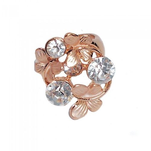 Bague Papillons Et Strass Dorée Femme