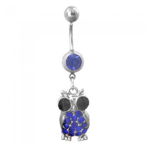 Piercing Nombril Hibou Strass Femme Couleur Bleu Roi