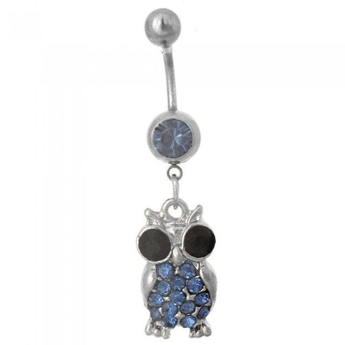Piercing Nombril Hibou Strass Femme Couleur Bleu Turquoise