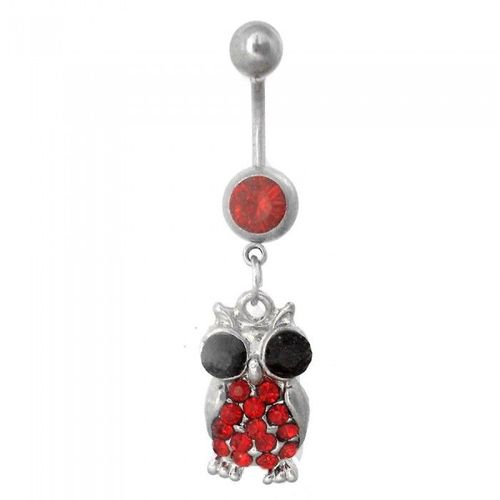 Piercing Nombril Hibou Strass Femme Couleur Rouge