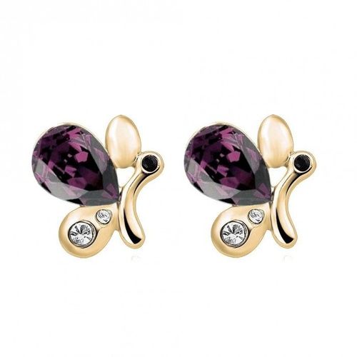 Boucles D'oreilles Papillons Strass Doré Femme Couleur Violet