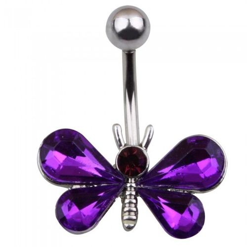 Piercing Nombril Papillon Strass Acier Inoxydable Femme Couleur Violet