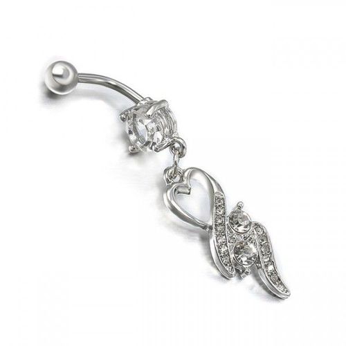 Piercing Nombril Coeur Strass Acier Chirurgical Femme Couleur Blanc