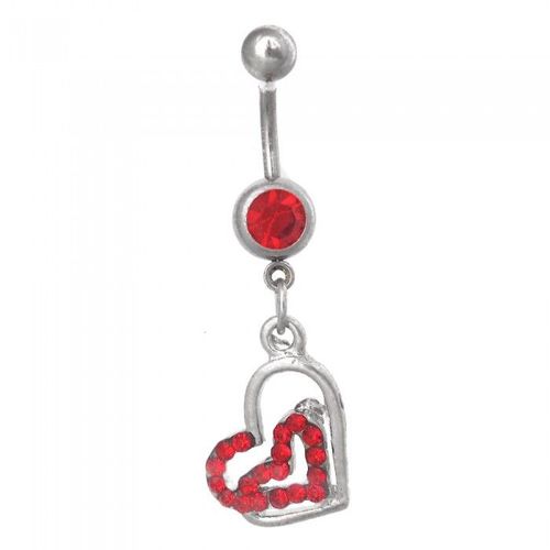 Piercing Coeurs Strass Acier Inoxydable Femme Couleur Rouge
