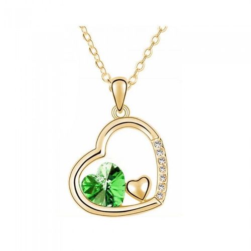 Collier 3 Coeurs Strass Doré Femme Couleur Vert