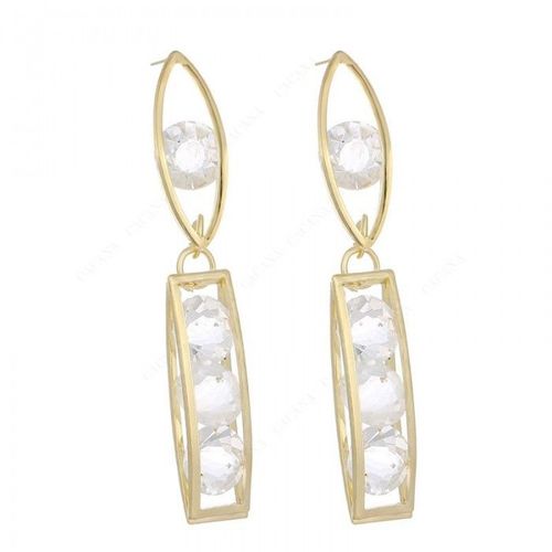 Boucles D'oreilles Ovale Et Rectangle De Strass Femme Couleur Doré