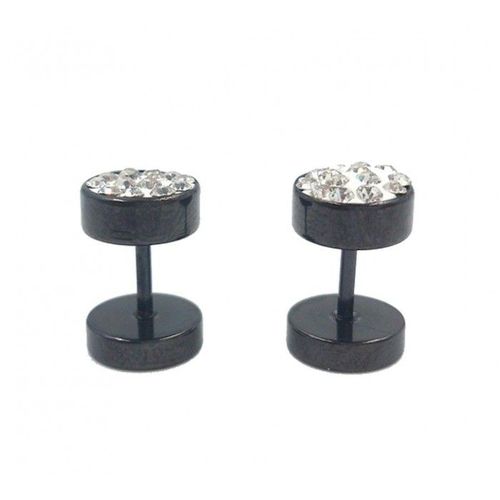 Paire De Faux Plugs Strass Acier Femme Couleur Noir