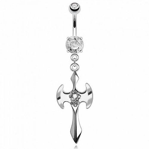 Piercing Nombril Cristal Croix Acier Inoxydable Femme Couleur Blanc