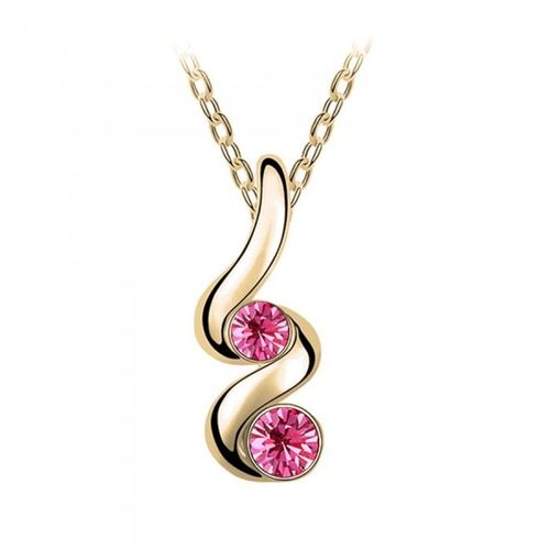 Collier Double Strass En Cascade Doré Femme Couleur Rose