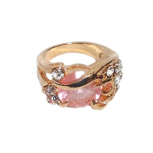 Bague Dorée Strass Rose Femme