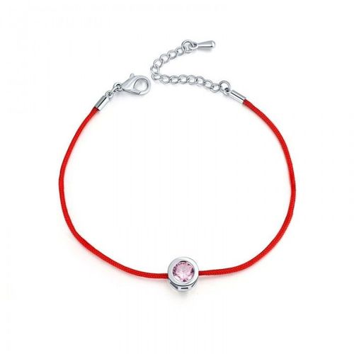 Bracelet Oxyde De Zirconium Cordon Rouge Femme Couleur Rose