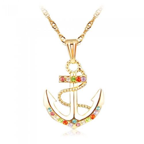 Collier Ancre Corde Strass Doré Femme Couleur Multicolore