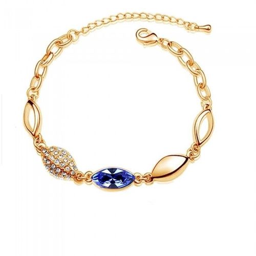Bracelet Goutte Strass Doré Femme Couleur Bleu Roi